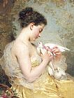 Charles Chaplin A Beauty with Doves painting